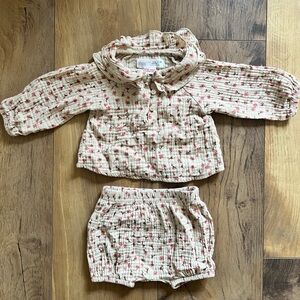 Zara Baby Muslin Set with Pink Floral Print